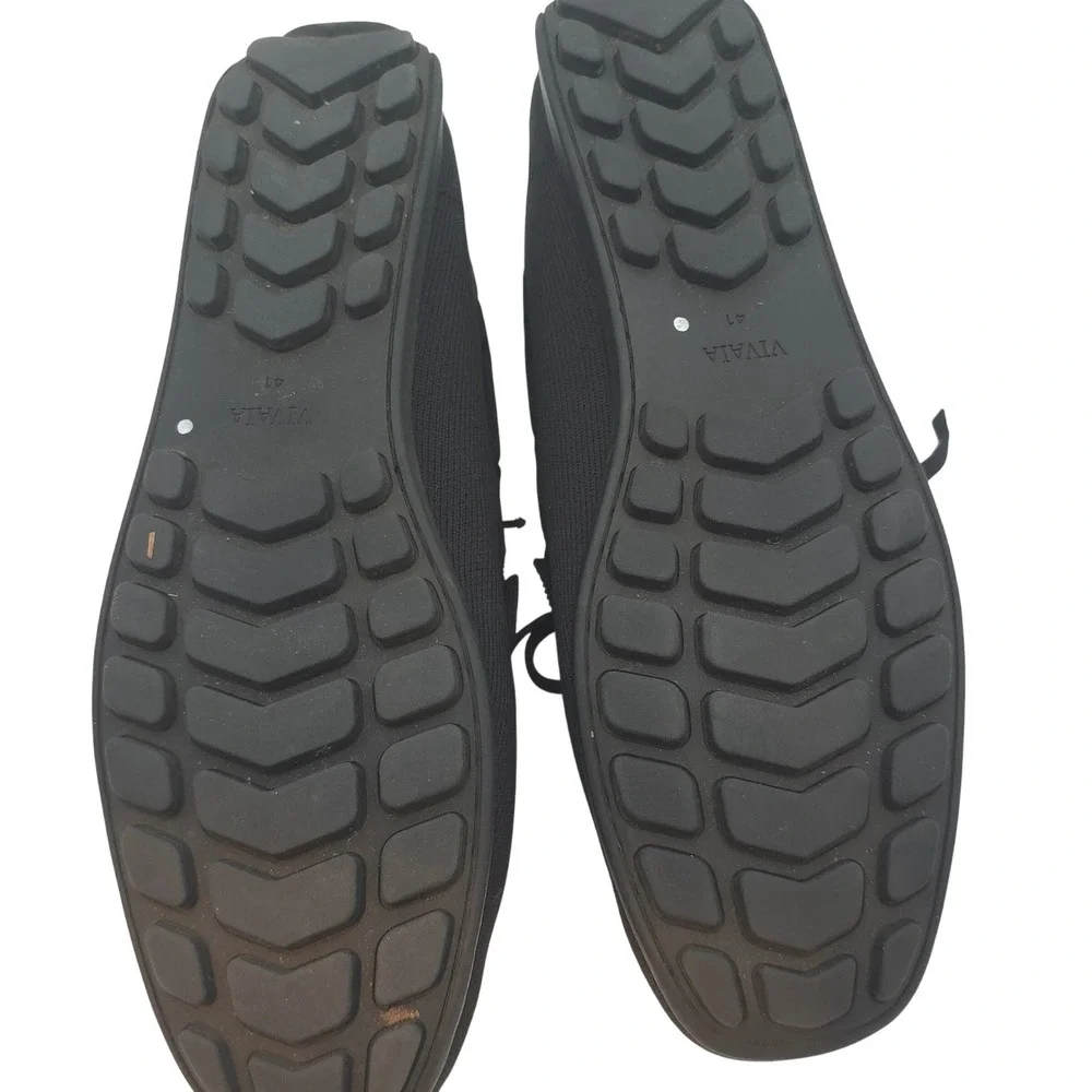 VIVAIA Black Knit Driving Moccasins Women's 10‎ Chunky Sole Comfort Flats Travel